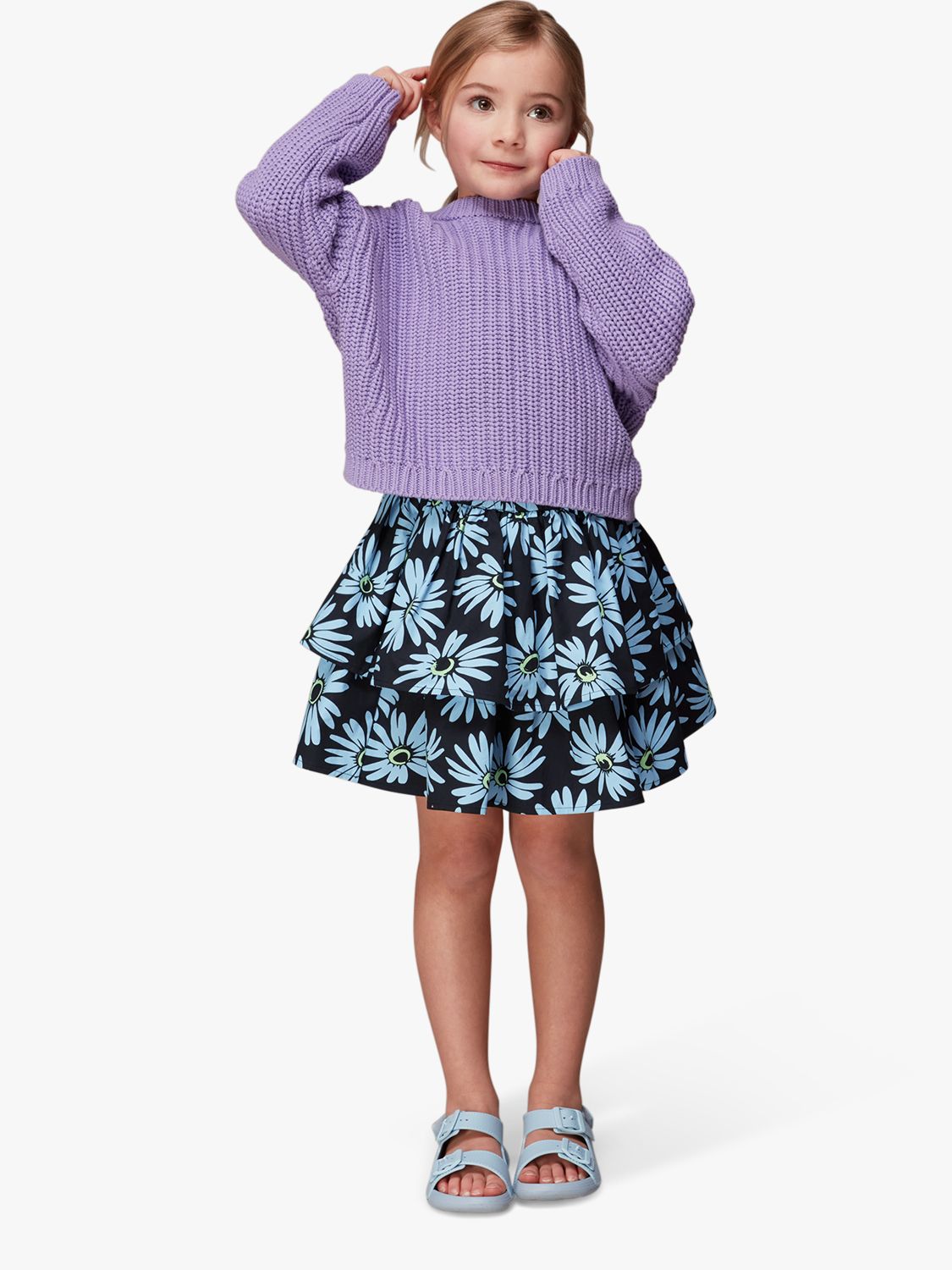 Whistles Kids' Daisy Print Ra-Ra Skirt, Blue/Multi, 3-4 years