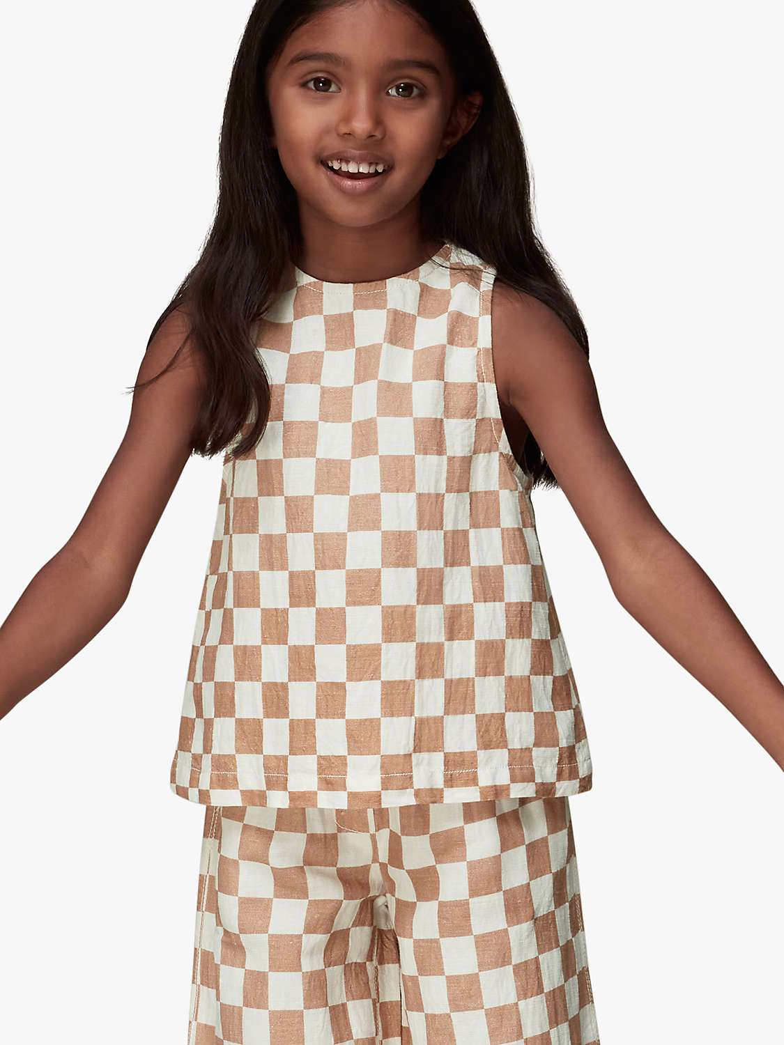 Buy Whistles Kids' Linen Blend Checkerboard Sleeveless Top, Multi Online at johnlewis.com
