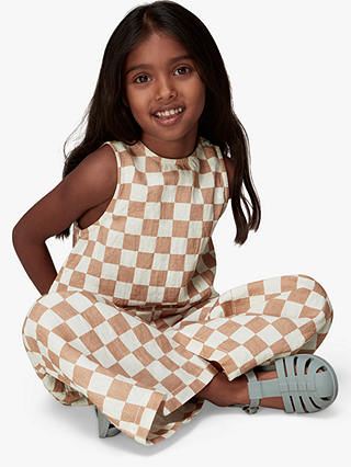 Whistles Kids' Linen Blend Checkerboard Sleeveless Top, Multi