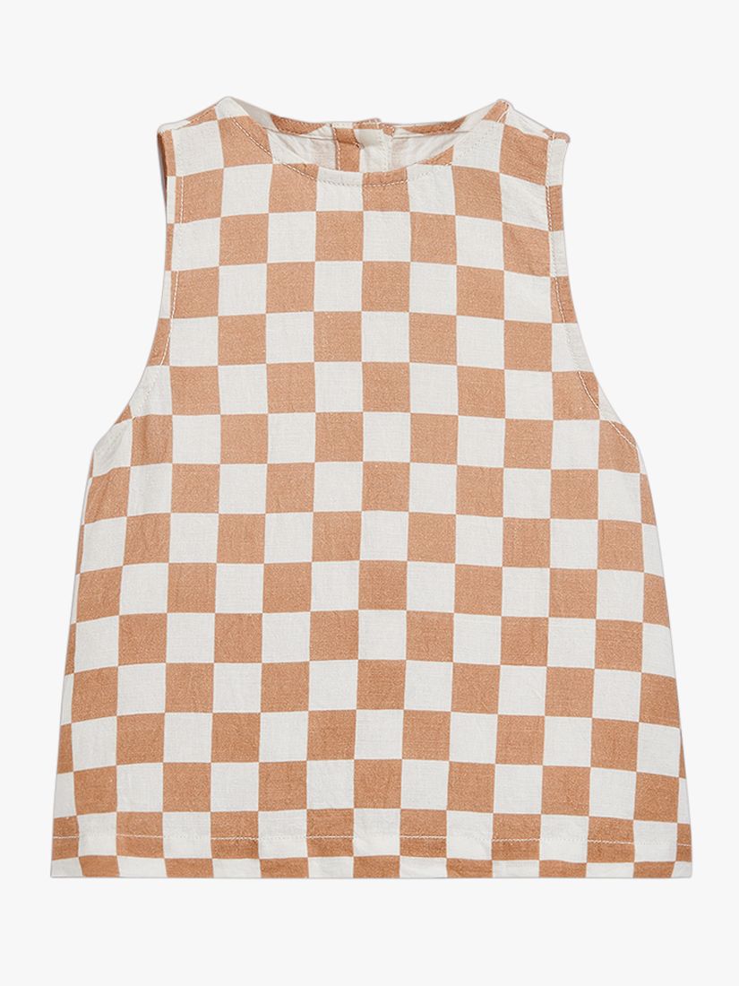 Whistles Kids' Linen Blend Checkerboard Sleeveless Top, Multi, 3-4 years
