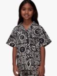 Whistles Kids' Linen Blend Sunman Sunny Shirt, Black/Multi
