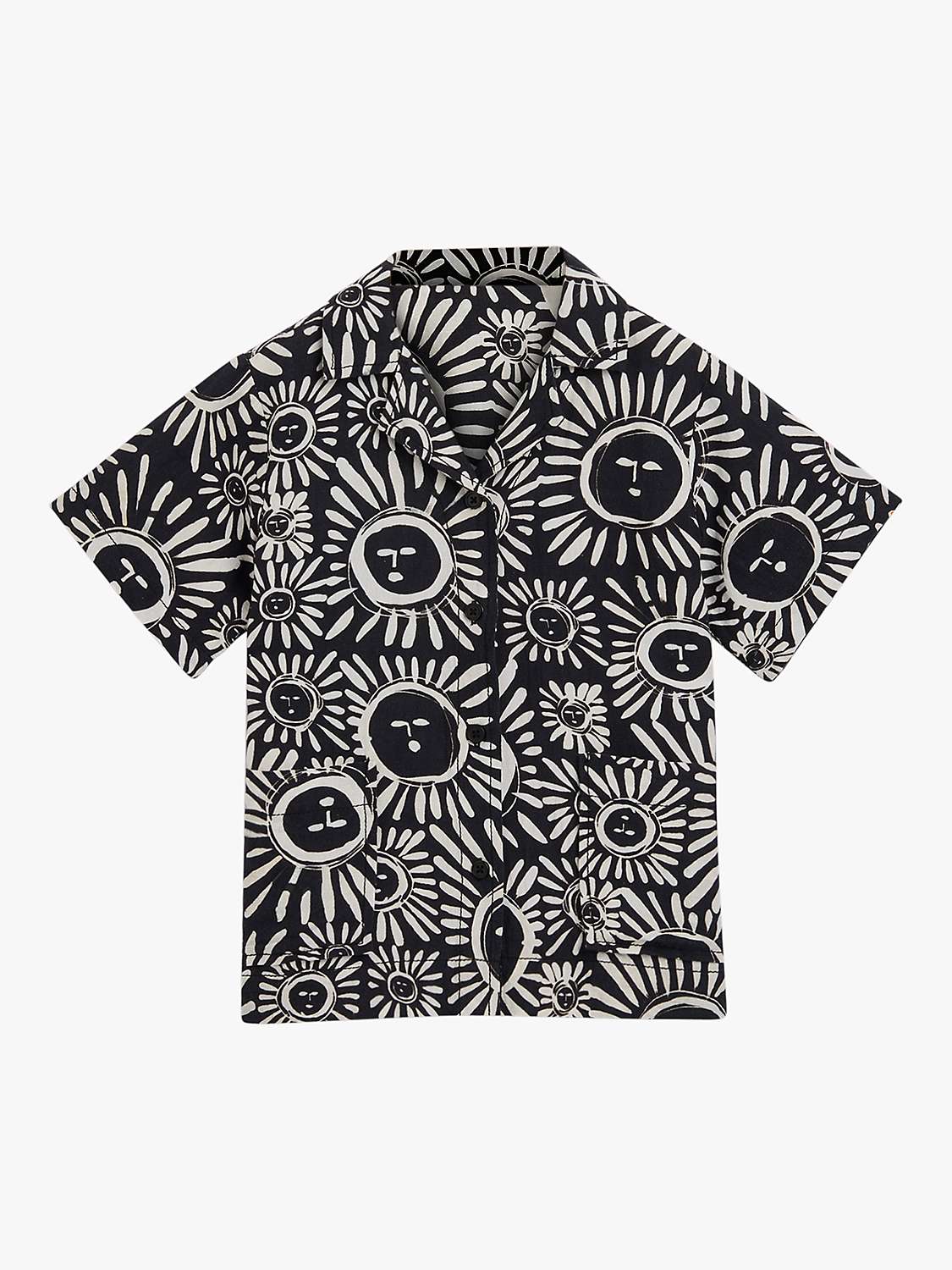 Buy Whistles Kids' Linen Blend Sunman Sunny Shirt, Black/Multi Online at johnlewis.com