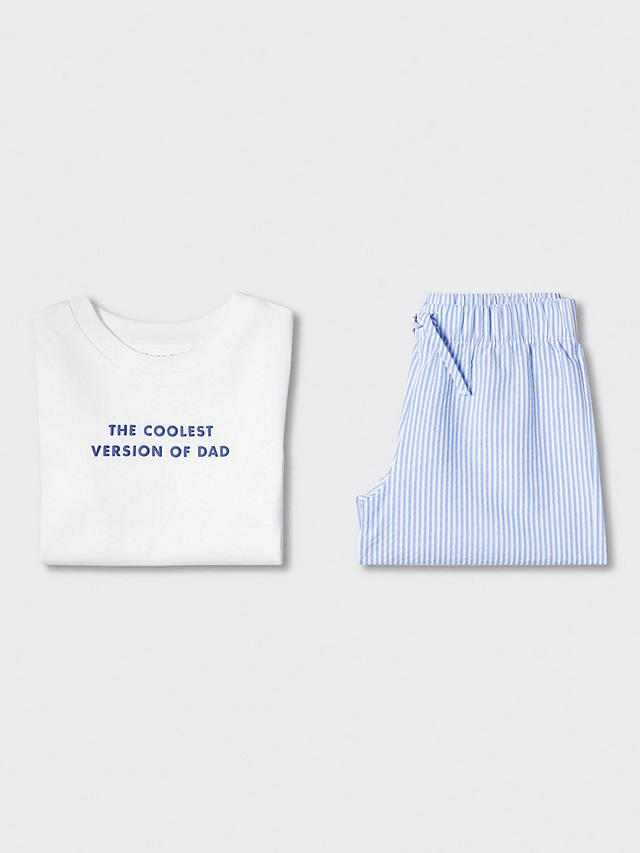 Mango Kids' The Coolest Version of Dad Shorts Pyjamas, Natural White/Blue