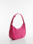 Mango Tenerife Straw Handbag, Bright Pink