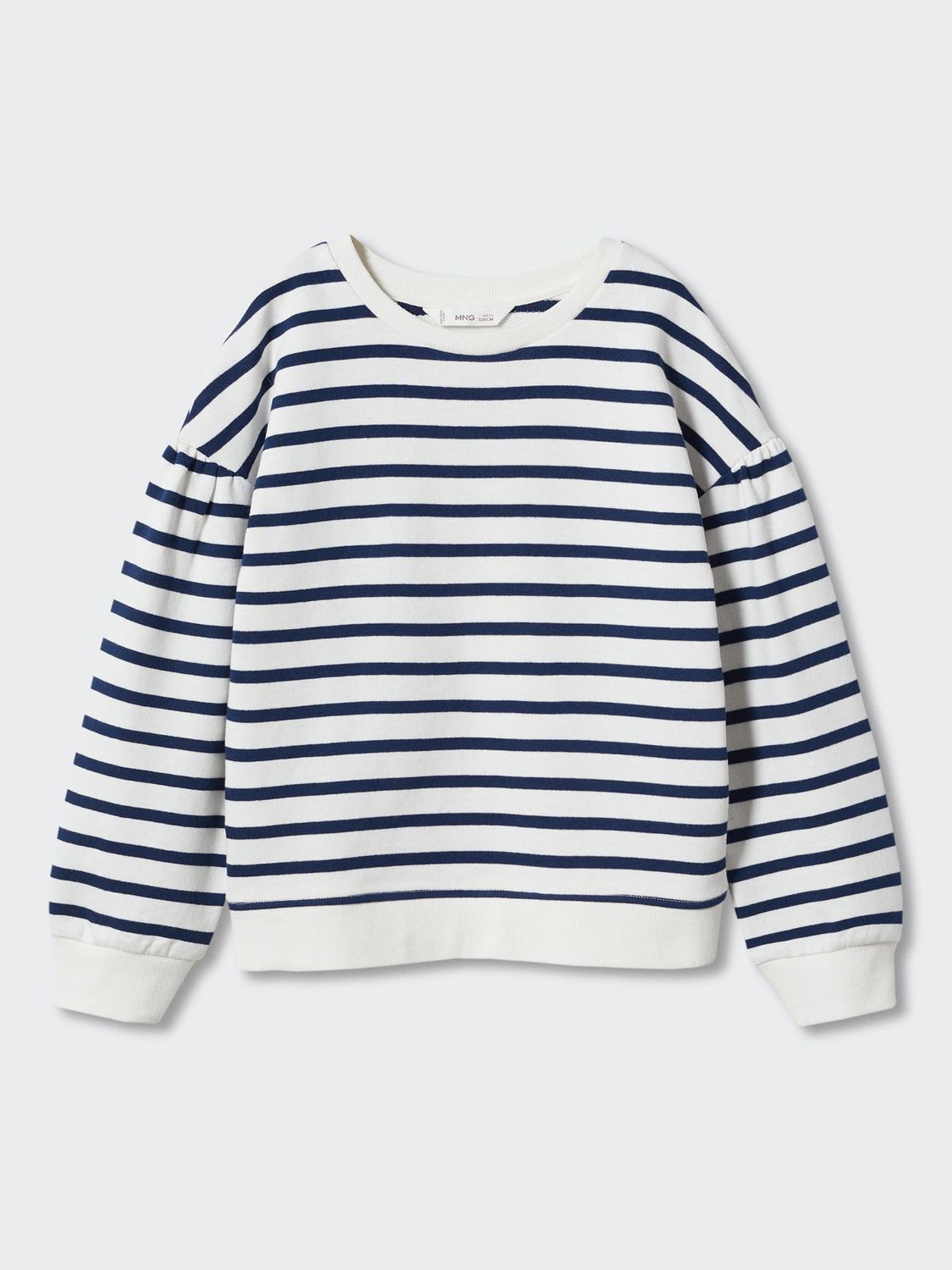 Mango Kids' Sea Cotton Striped Sweatshirt, Navy/White