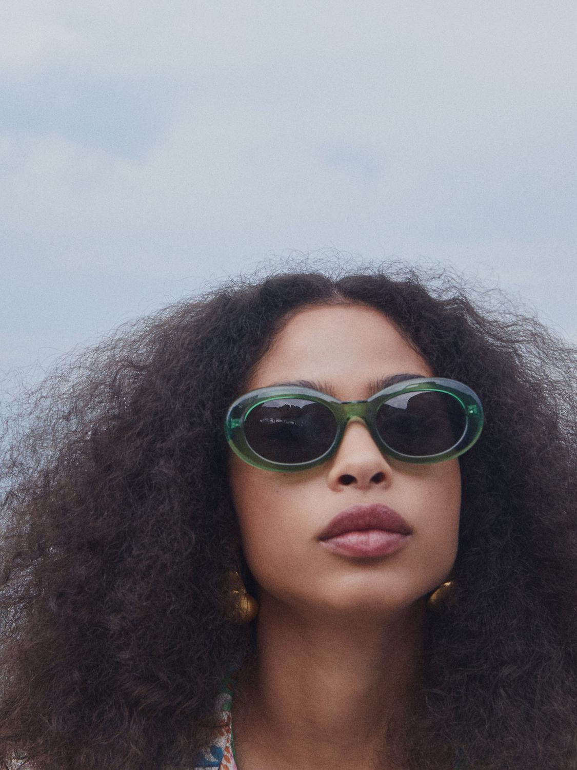 Mango Women's Jane Oval Sunglasses, Green at John Lewis & Partners