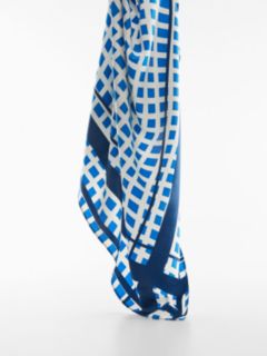 Mango Redes Print Square Scarf, Blue, One Size