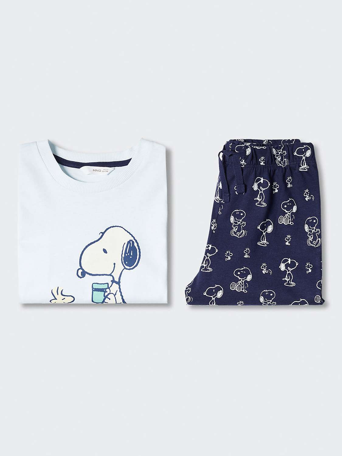 Buy Mango Baby Pyfriend Snoopy Short Pyjamas, Light Pastel Blue Online at johnlewis.com