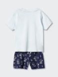 Mango Baby Pyfriend Snoopy Short Pyjamas, Light Pastel Blue