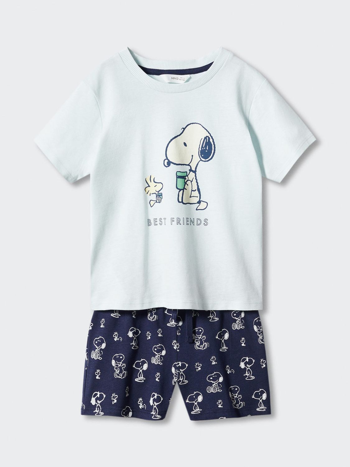 Buy Mango Baby Pyfriend Snoopy Short Pyjamas, Light Pastel Blue Online at johnlewis.com