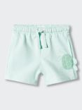 Mango Kids' Playa Turtle Drawstring Shorts, Aqua