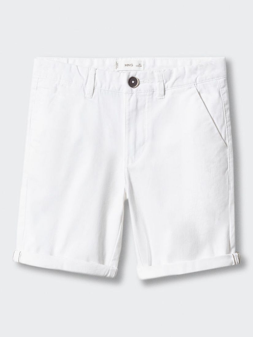 Mango Kids' Pico Chino Shorts, White at John Lewis & Partners