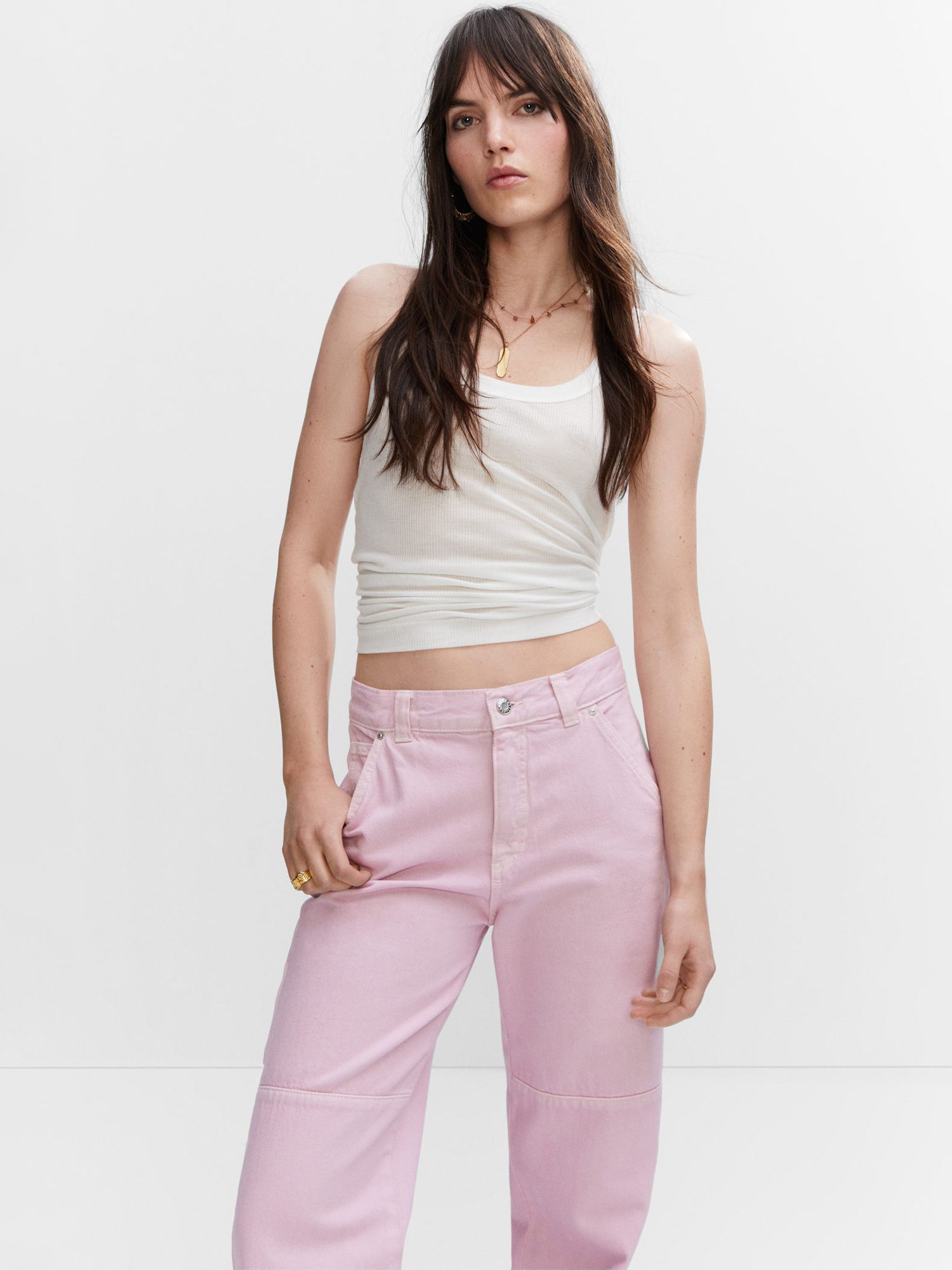 Mango Kyomi Jeans, Light Pastel Pink at John Lewis & Partners