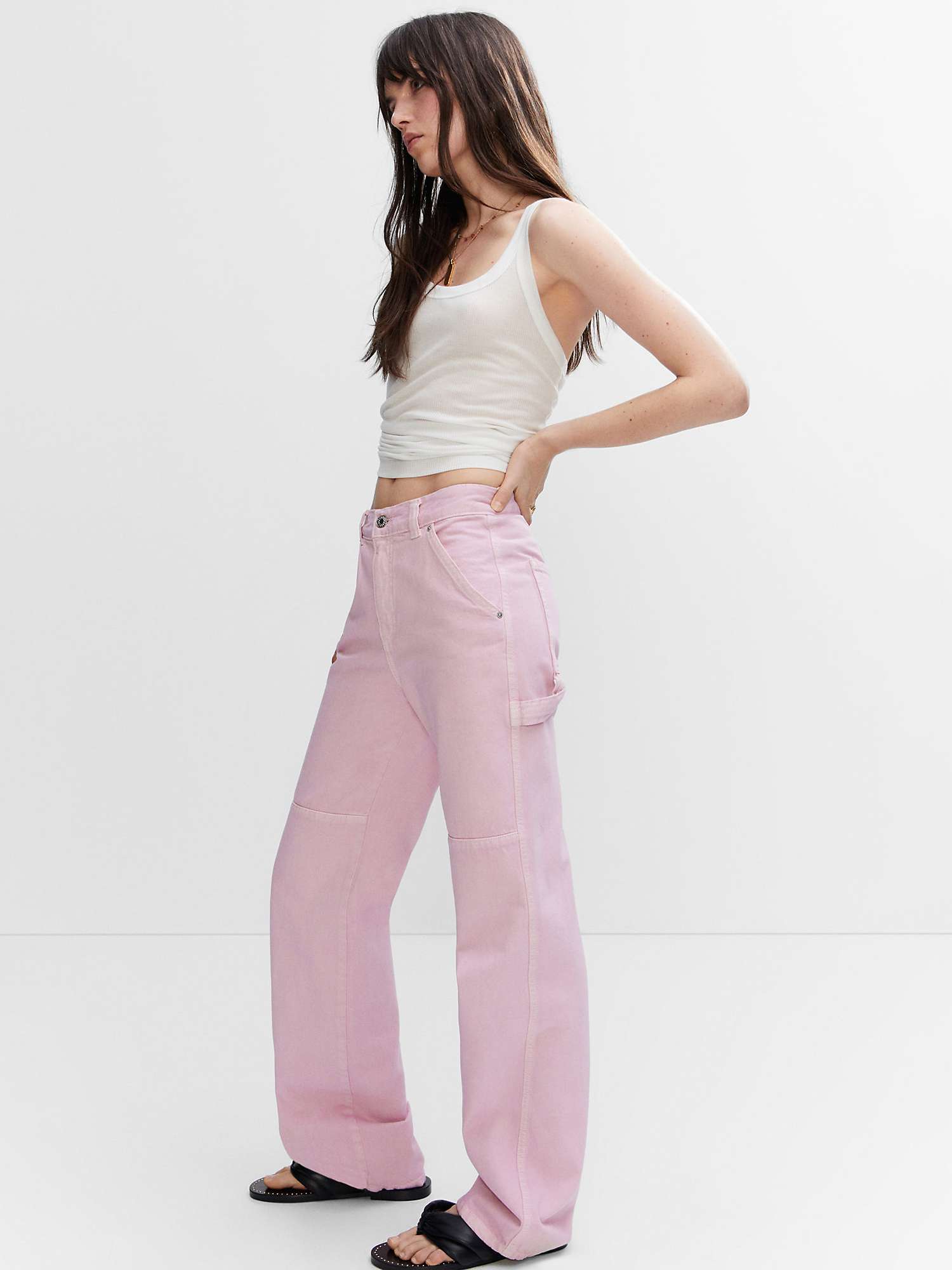 Mango Kyomi Jeans, Light Pastel Pink at John Lewis & Partners