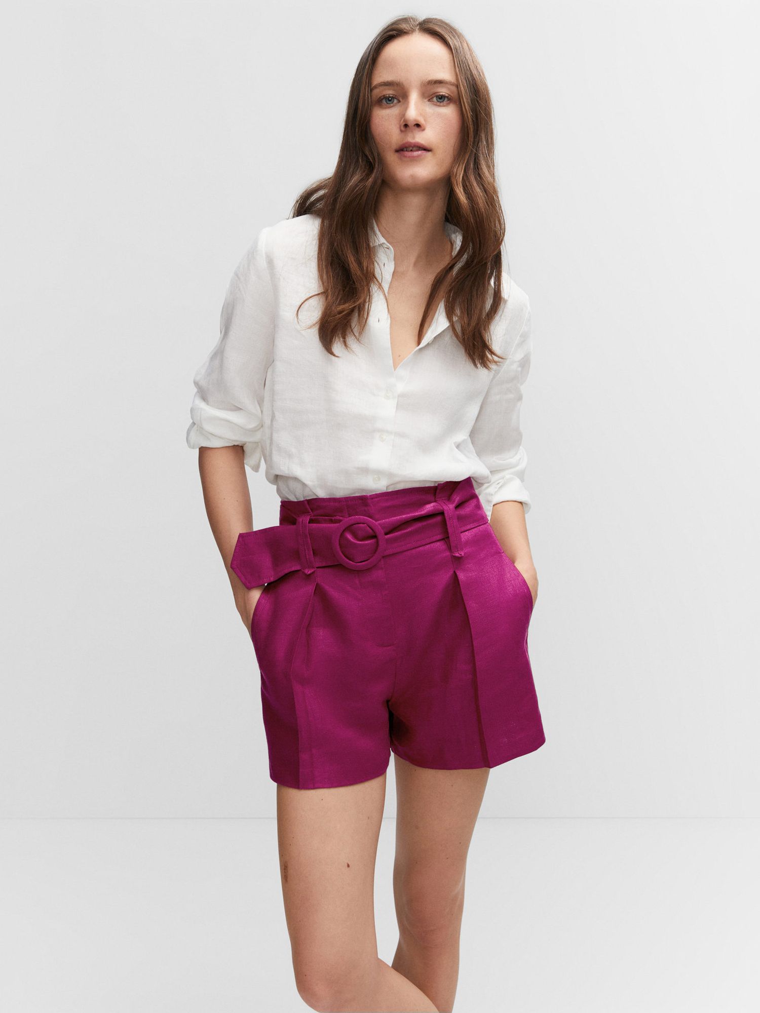 Mango Cecile Belt Line Short, Dark Red