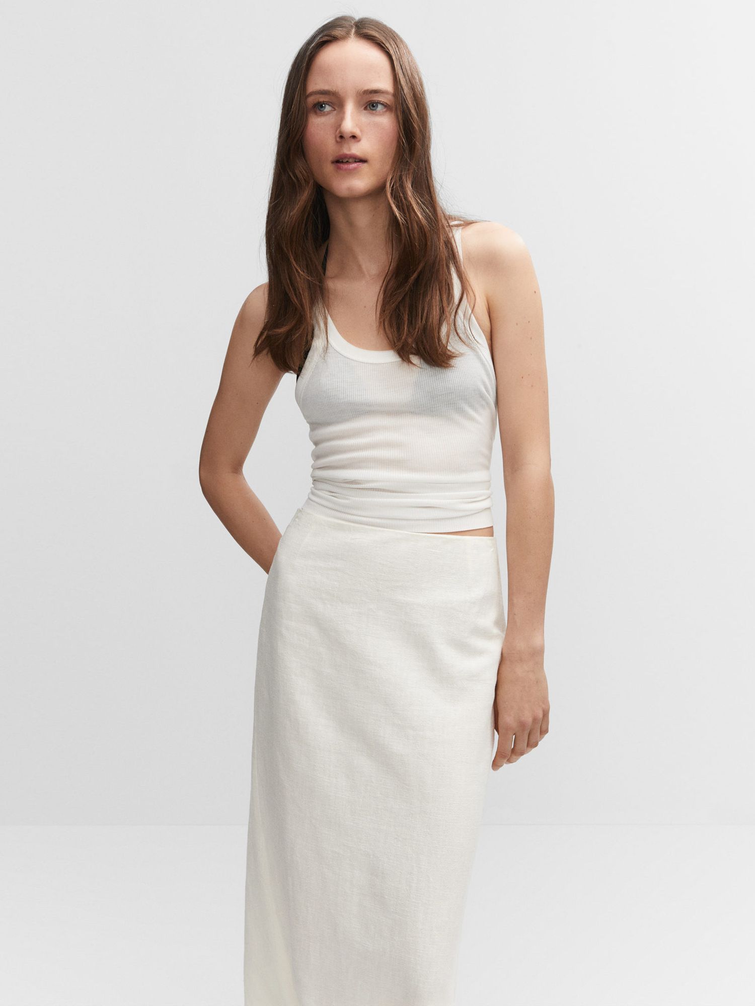 Mango Fabia Midi Skirt, White