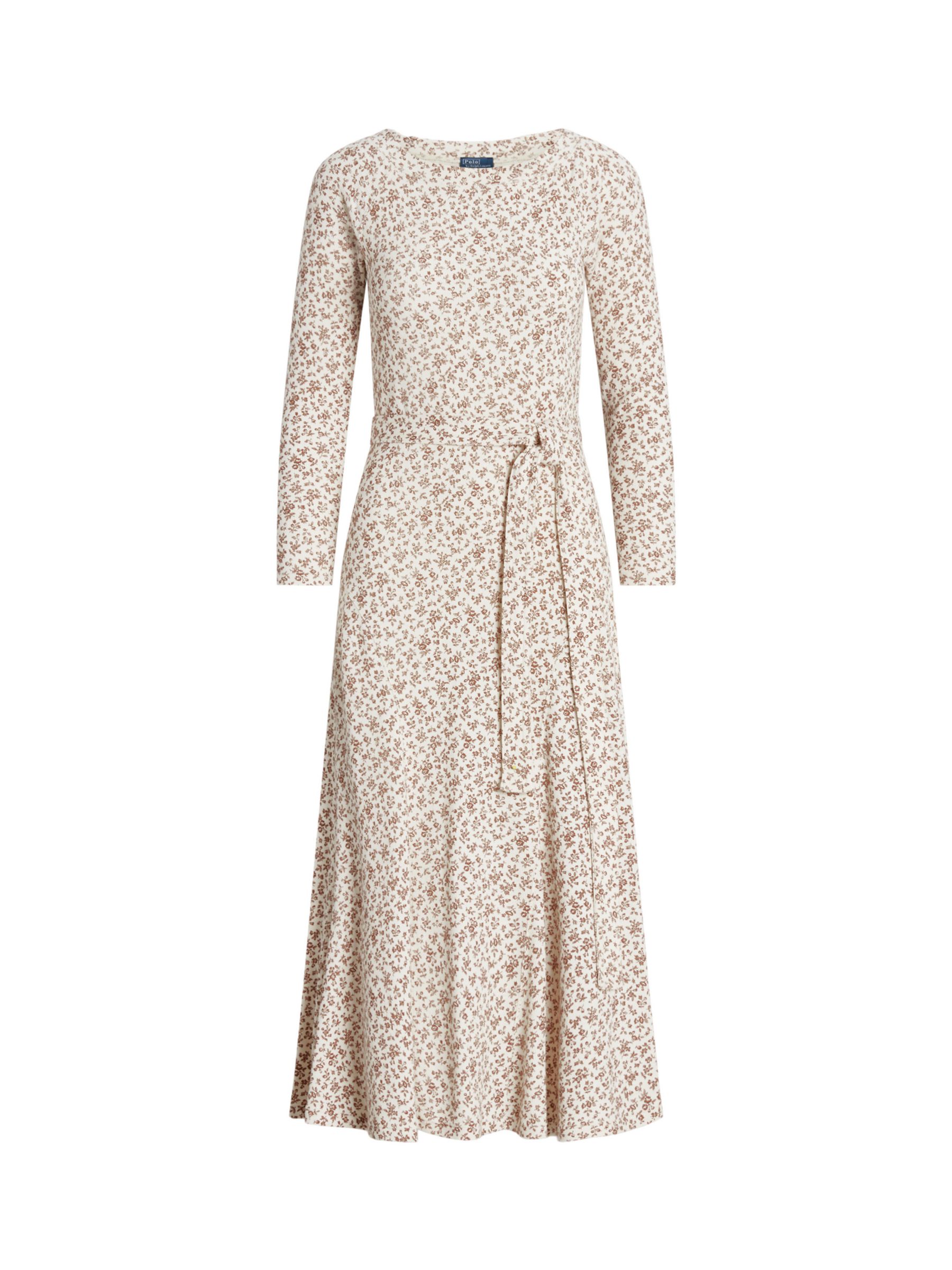 Polo Ralph Lauren Floral Print Midi Dress, Beige/Multi at John Lewis ...