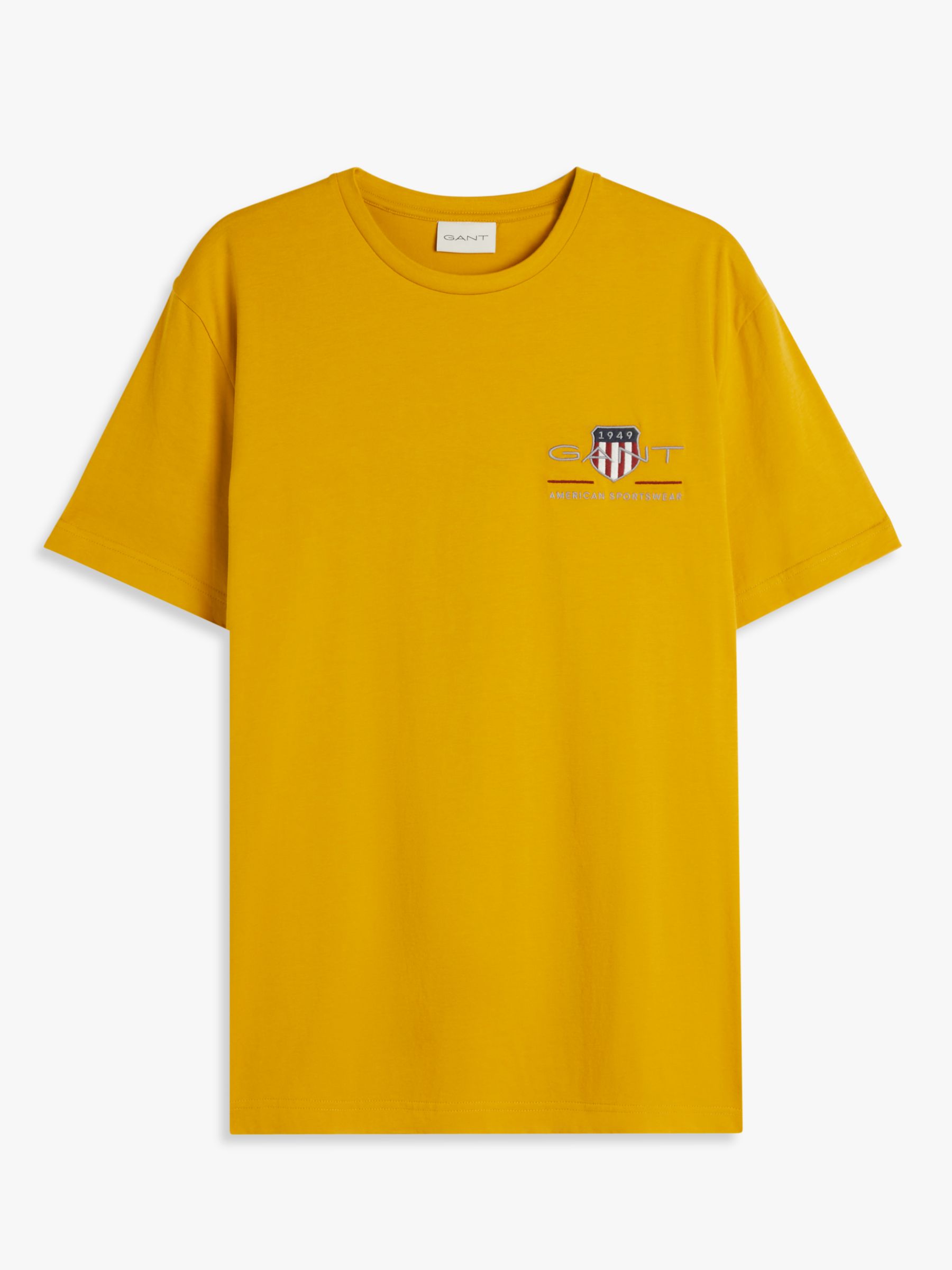 GANT Archive Shield Graphic T-Shirt, Mustard Yellow at John Lewis