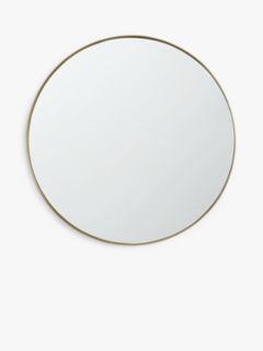 John Lewis Scandi Metal Round Mirror, Gold, 50cm