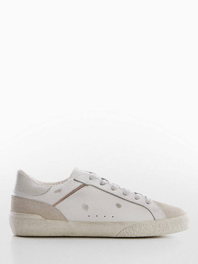 Mango Suede Trainers, White at John Lewis & Partners