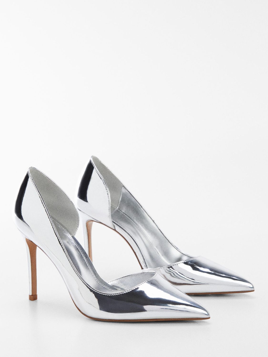 Mango Audrey Court Shoes, Silver at John Lewis & Partners