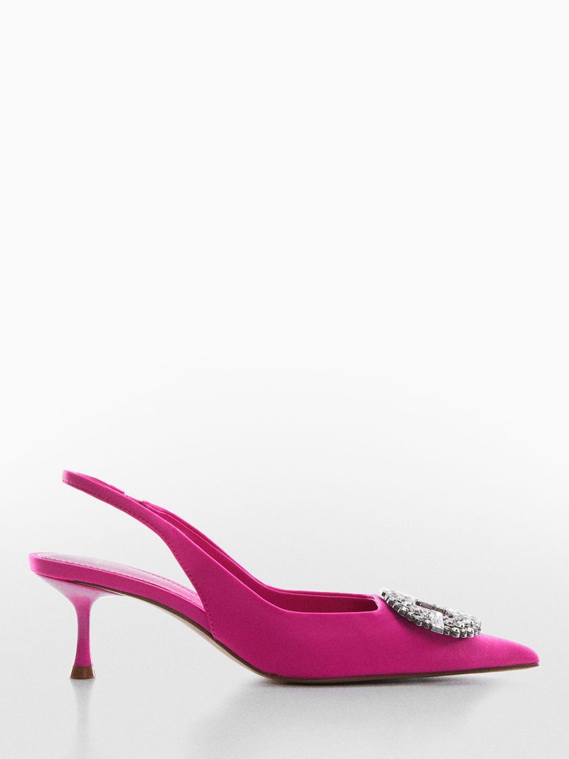 Mango Slingback Diamante Court Shoes, Bright Pink at John Lewis & Partners