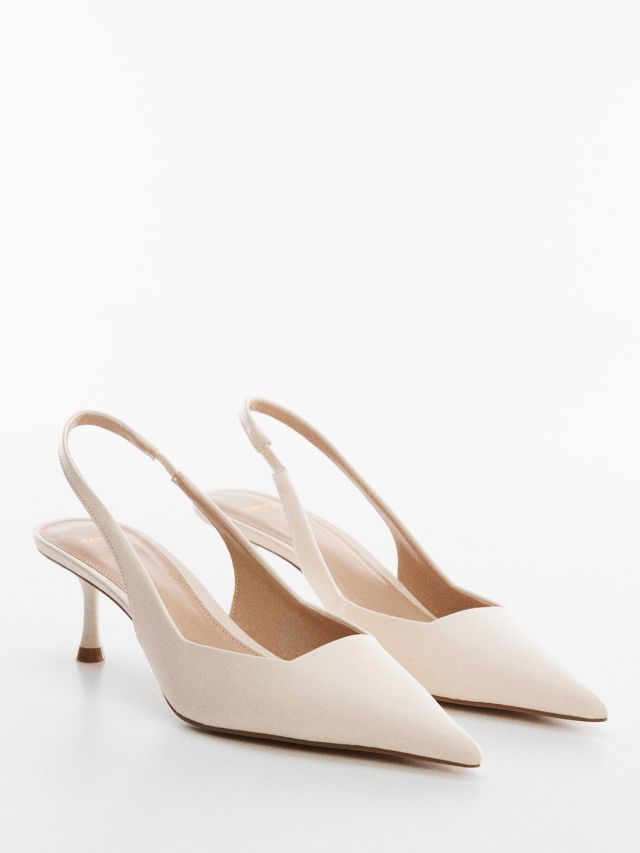 Mango Slingback Court Shoes, Light Beige, 2