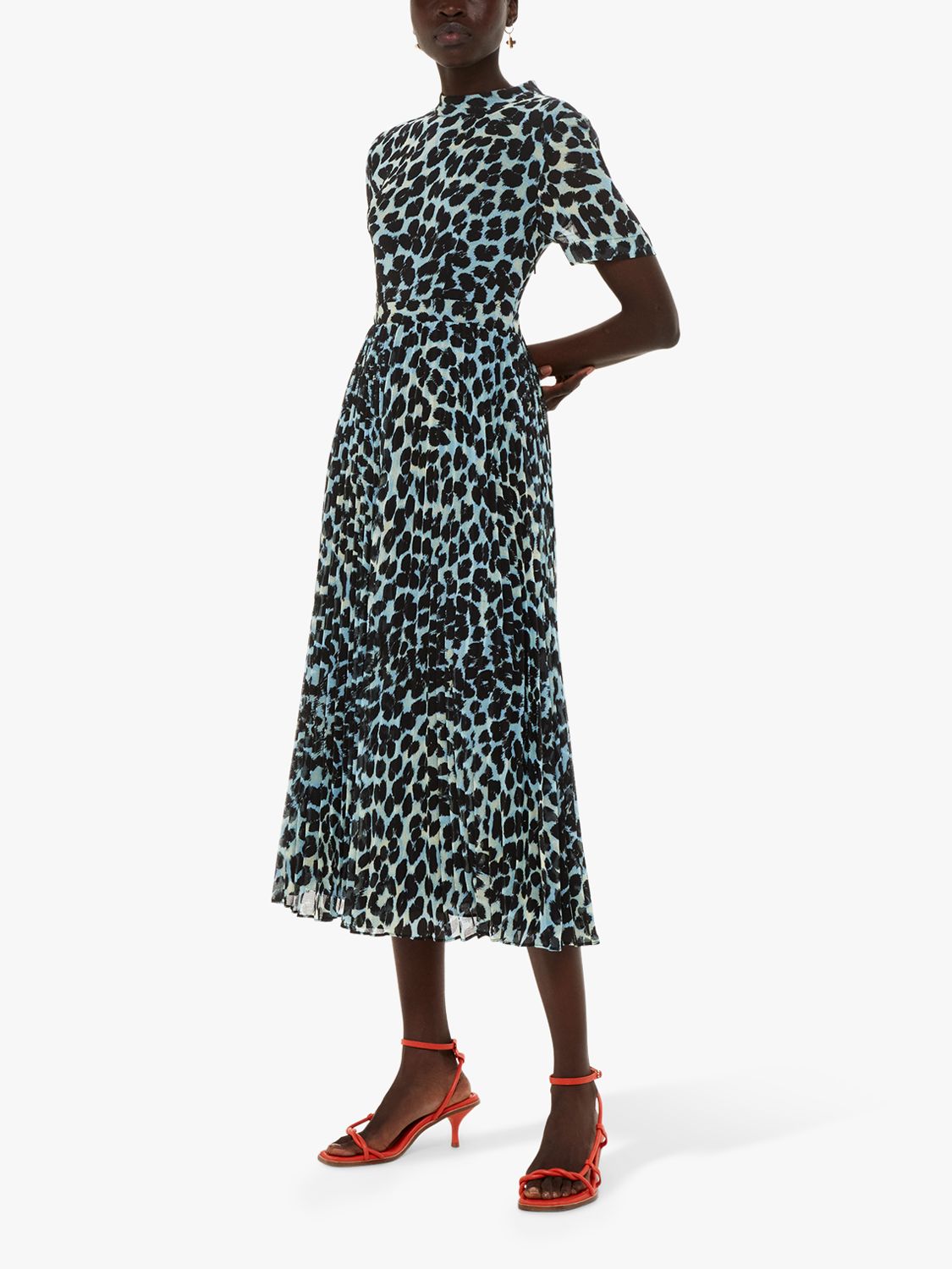 Whistles Leopard Spot Print Cut Out Midi Dress, Multi at John Lewis ...