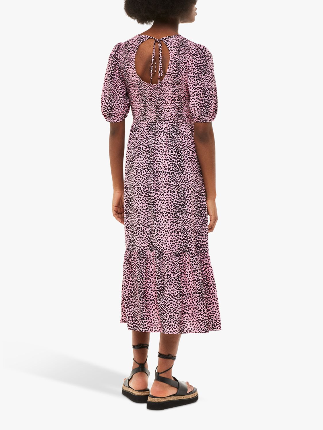 Buy Whistles Sketched Cheetah Print Midi Dress, Pink/Multi Online at johnlewis.com