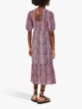 Whistles Sketched Cheetah Print Midi Dress, Pink/Multi