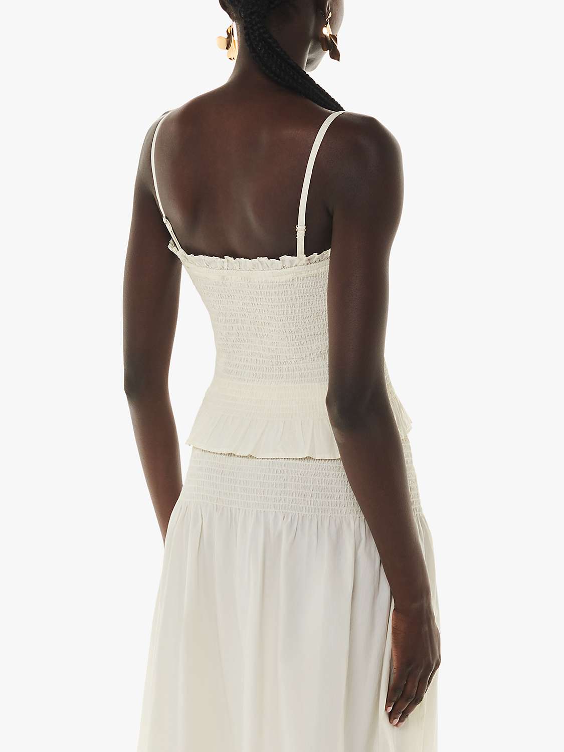Buy Whistles Lois Crinkle Fabric Frill Detail Top, Ivory Online at johnlewis.com