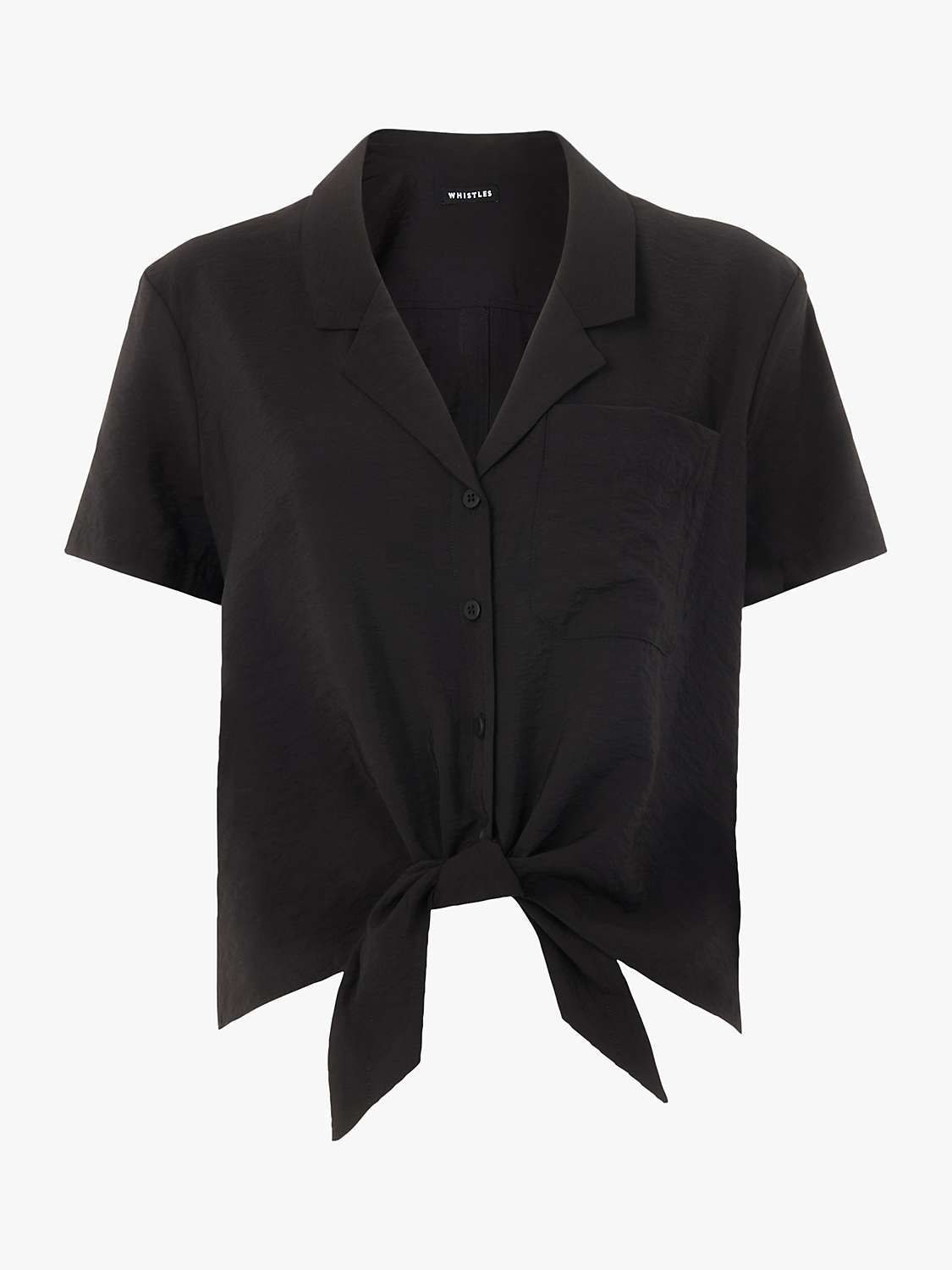 Buy Whistles Nicola Tie Front Shirt, Black Online at johnlewis.com