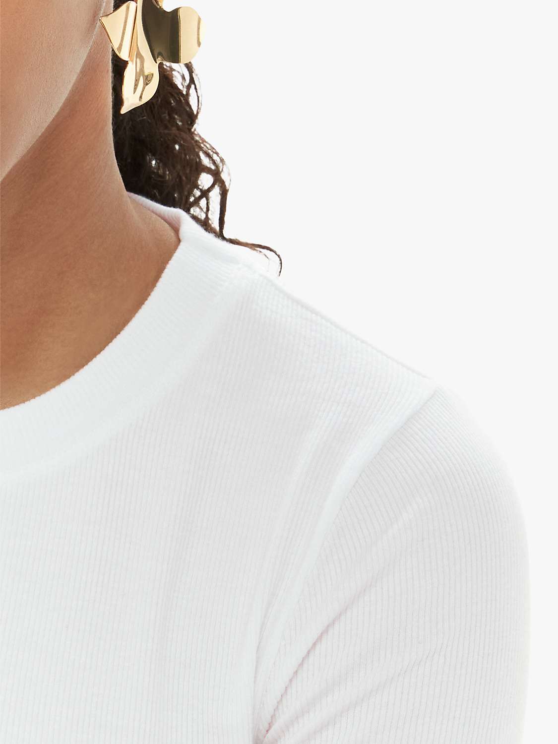 Buy Whistles Essential Ribbed T-Shirt, White Online at johnlewis.com