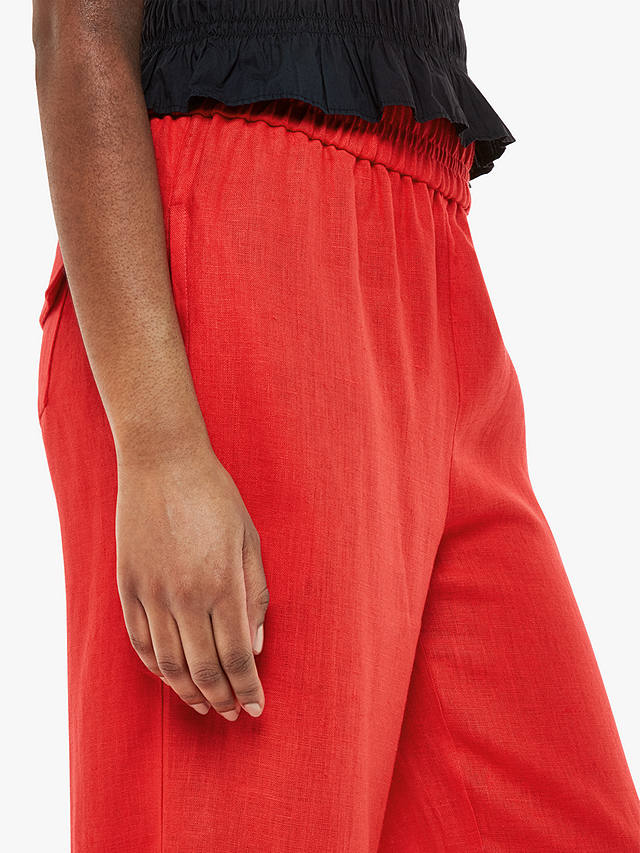 Whistles Linen Pocket Wide Leg Trousers, Red