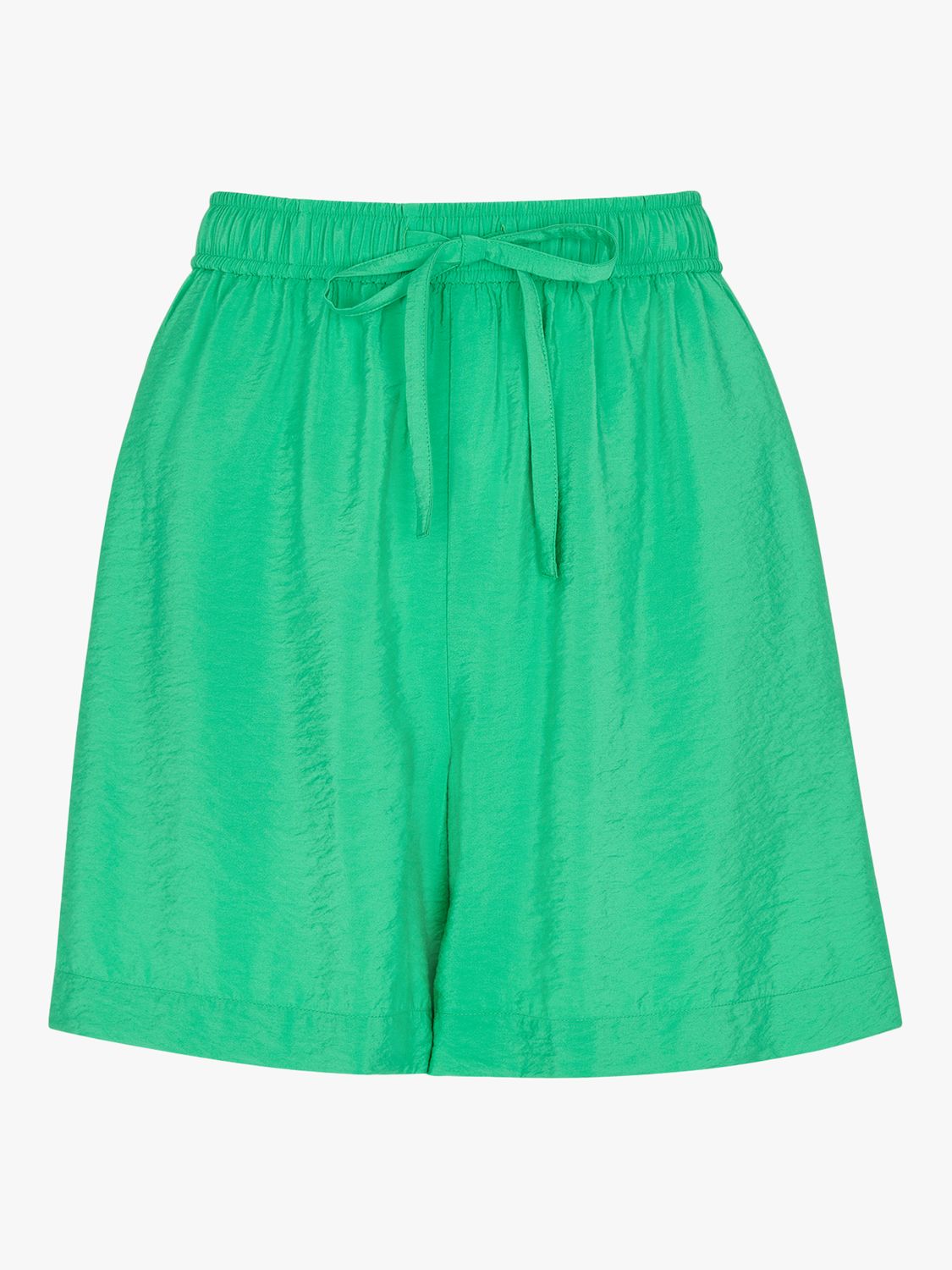 Whistles Nicola Elasticated Waist Plain Shorts, Green at John Lewis ...