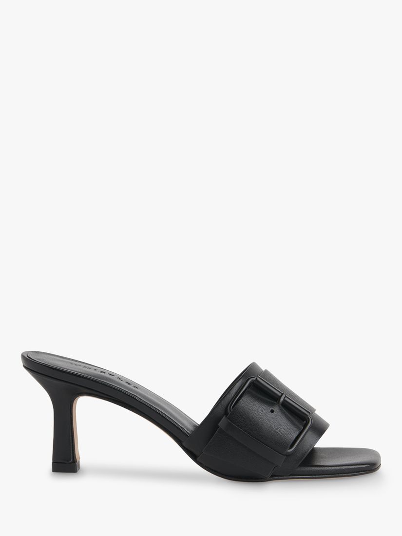 Whistles Adella Leather Buckle Mule Sandals, Black, 3