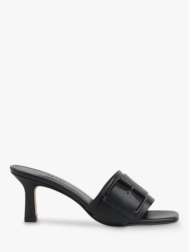 Whistles Adella Leather Buckle Mule Sandals, Black