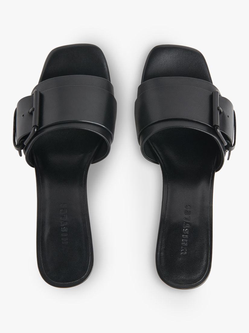 Whistles Adella Leather Buckle Mule Sandals, Black at John Lewis & Partners