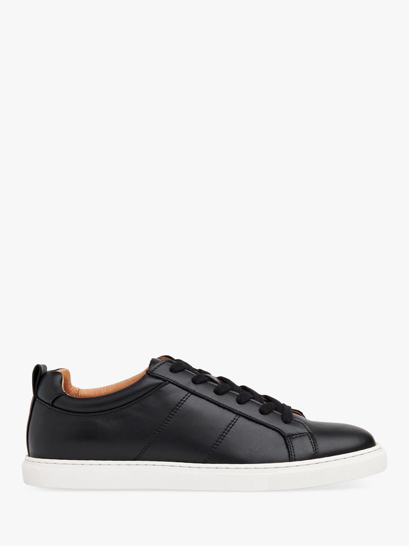 Whistles Koki Lace Up Low Top Leather Trainers, Black at John Lewis ...