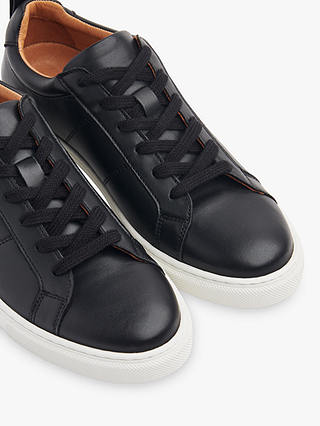 Whistles Koki Lace Up Low Top Leather Trainers, Black