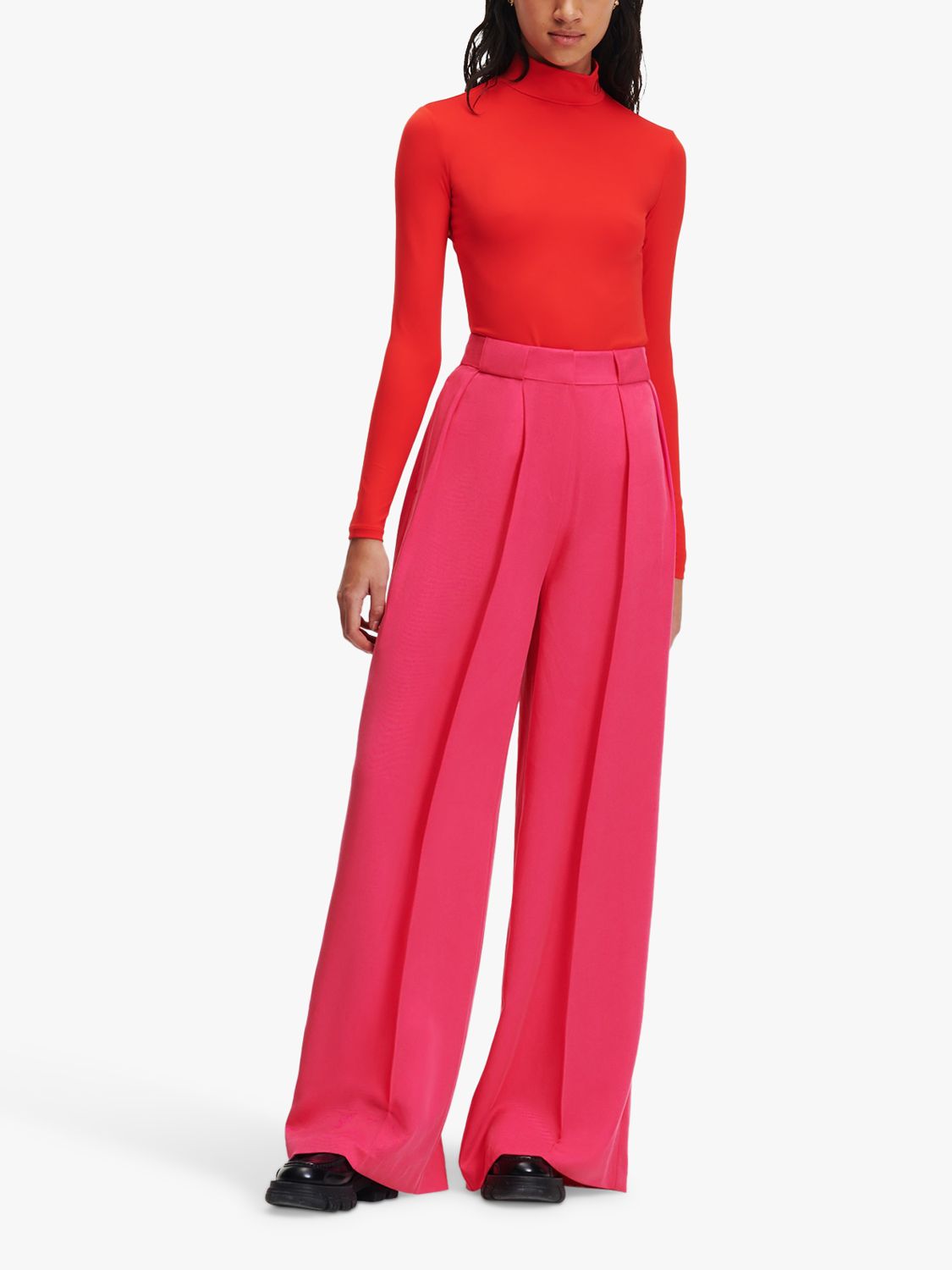 KARL LAGERFELD Wide Leg Day Trousers, Cabaret Pink