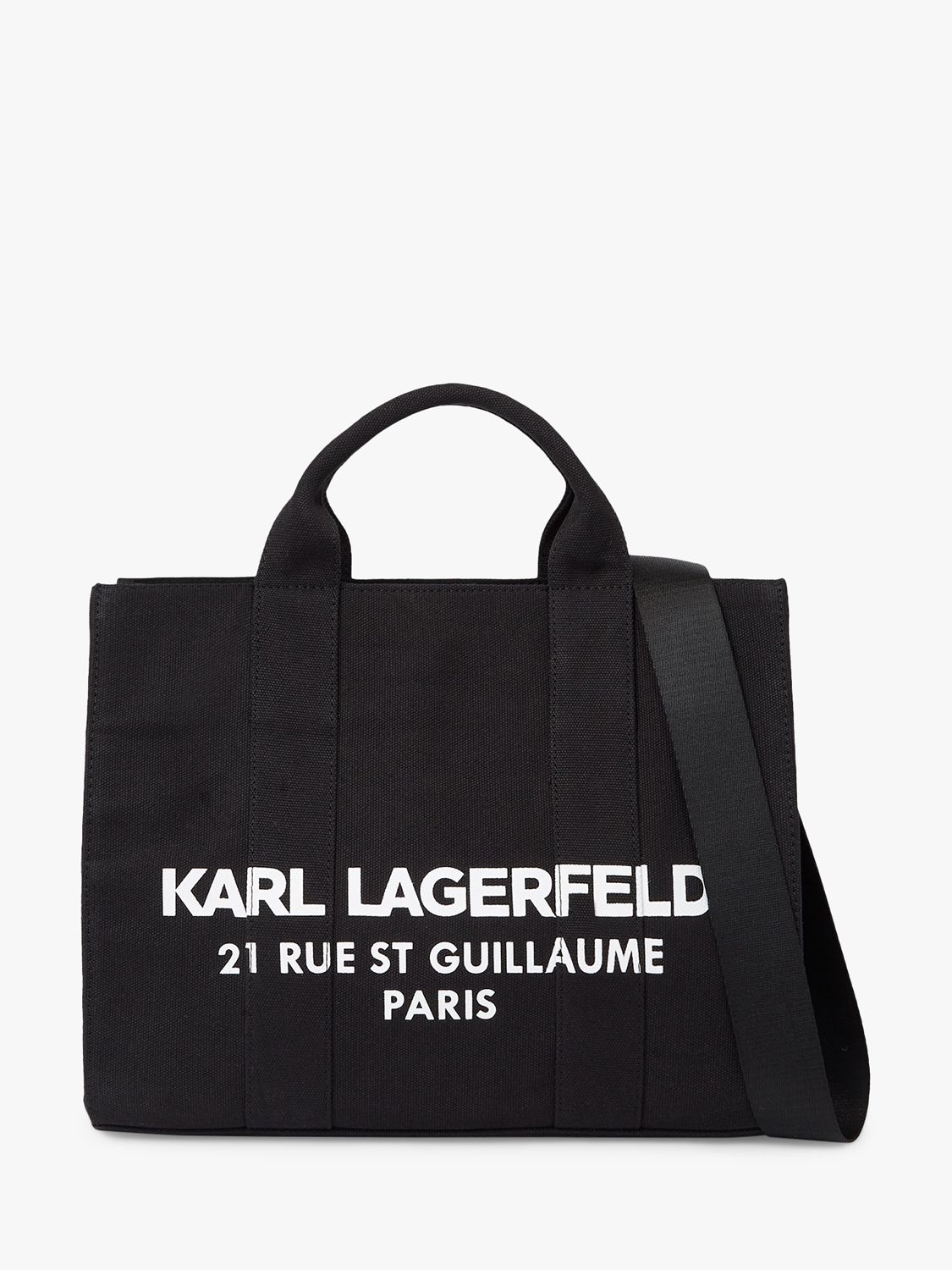 KARL LAGERFELD Canvas Shopper Bag, Black at John Lewis & Partners