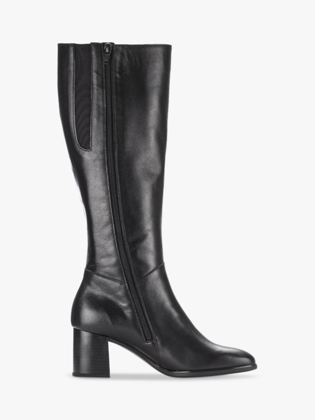 Gabor Balerina Leather Knee High Boots, Black, 3