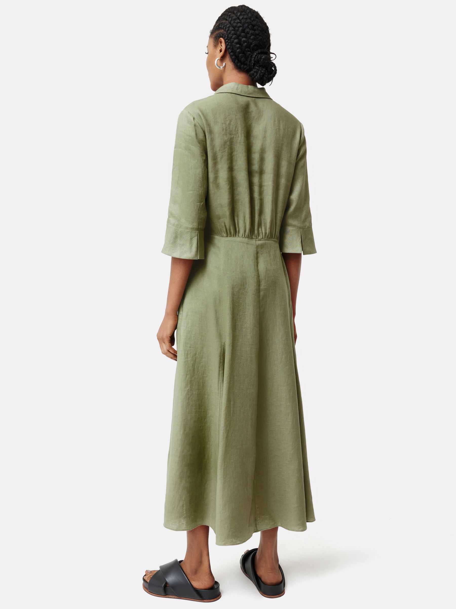 Jigsaw Linen Midi Shirt Dress, Khaki at John Lewis & Partners