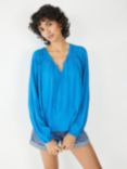 HUSH Luella Crinkle Tie Blouse, Bright Blue