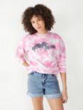 HUSH Tie Dye Cotton Sweatshirt, Ecru/Pink