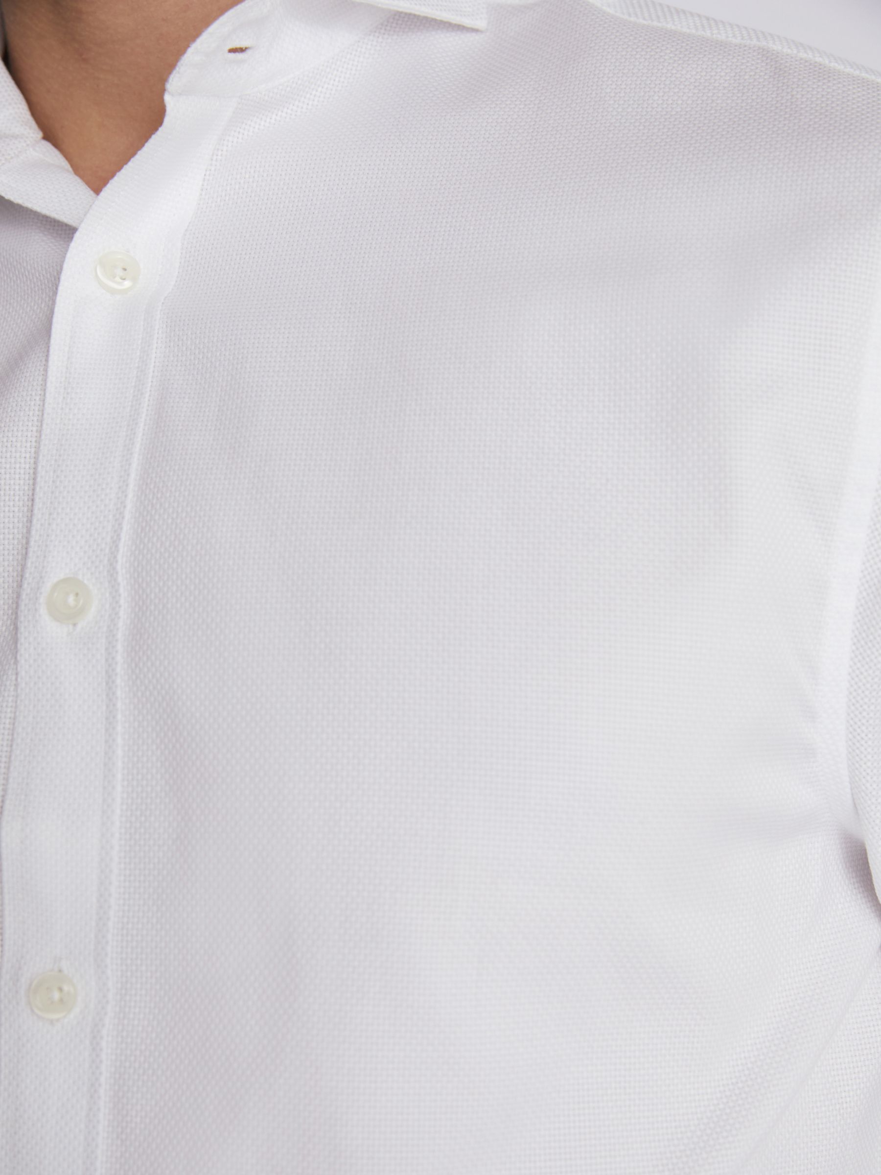 Moss Regular Fit Cotton Dobby Shirt, White, 18.5