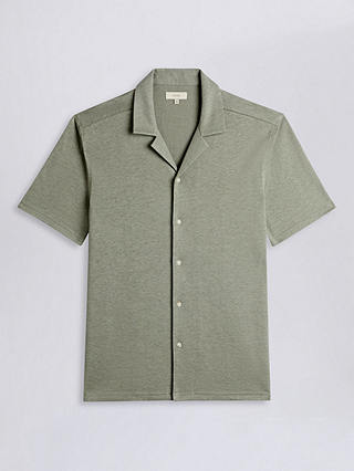 Moss Knitted Linen Blend Cuban Collar Shirt