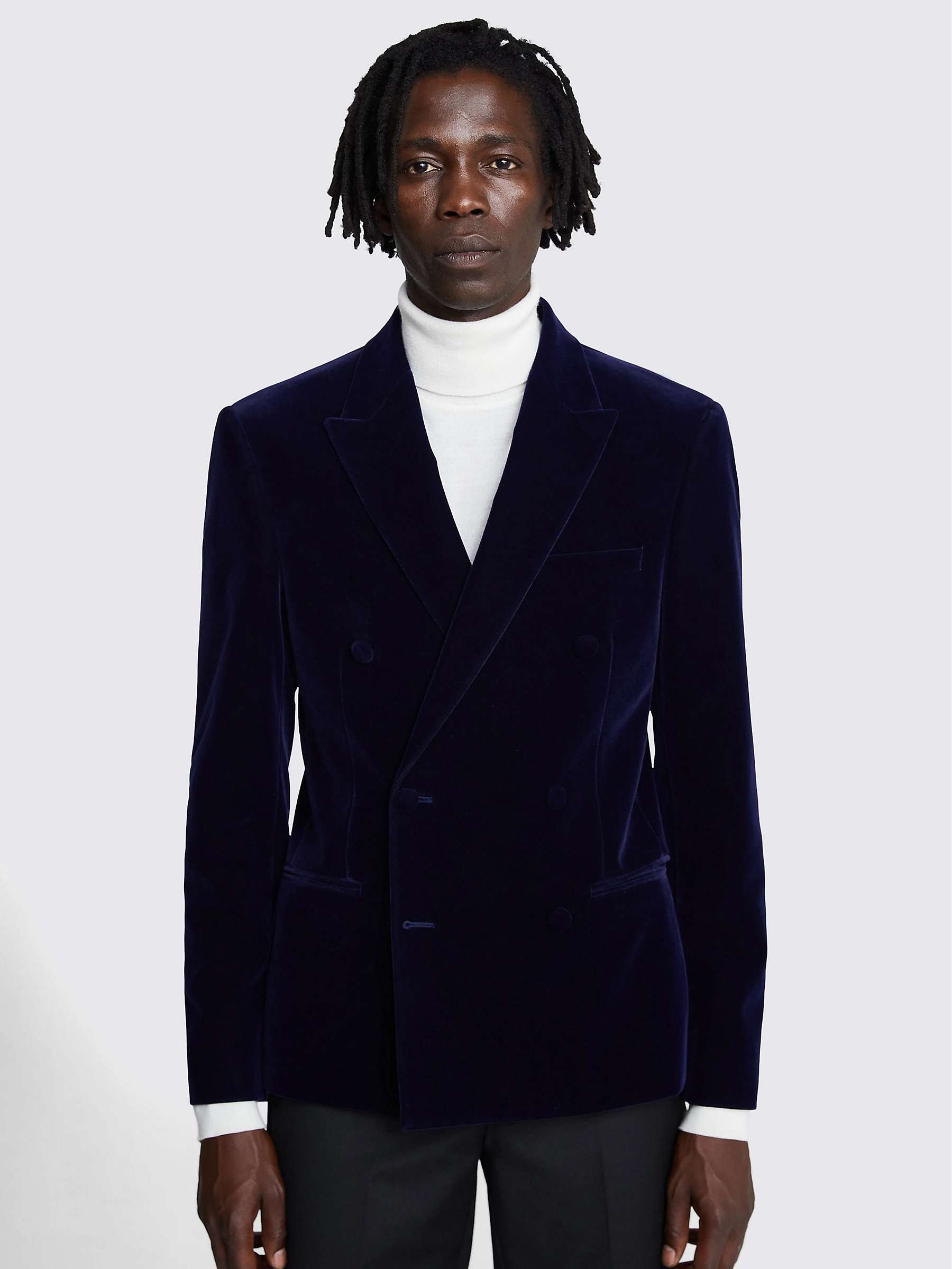 Buy Moss Slim Fit Velvet Suit Jacket, Blue Online at johnlewis.com