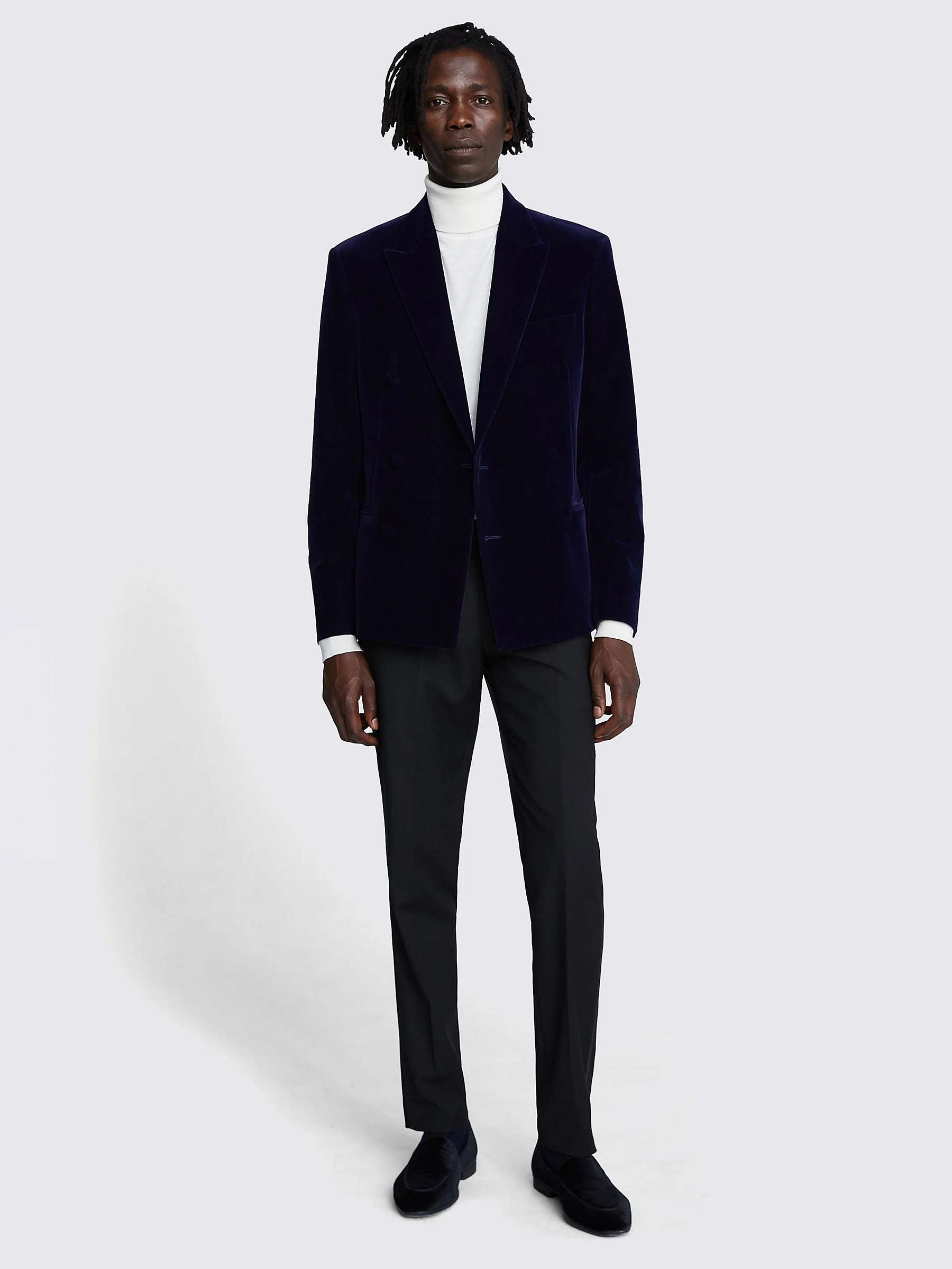 Buy Moss Slim Fit Velvet Suit Jacket, Blue Online at johnlewis.com